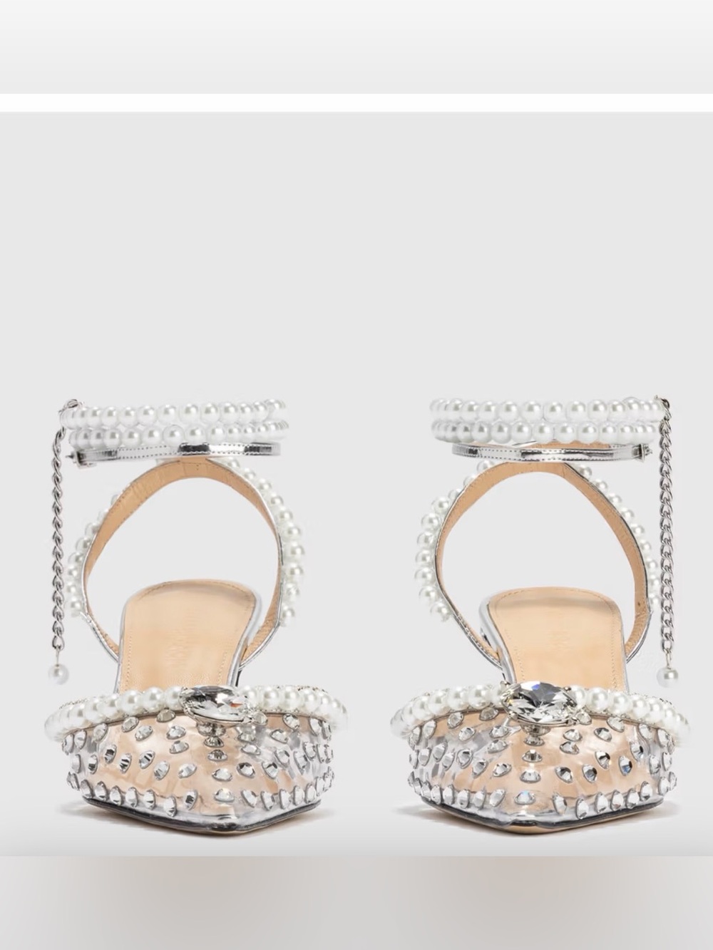 MACH & MACH Pearl and Crystal Clear Pointed Heels